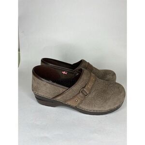 Sanita Shoes Clogs Women Size 40 US 9 Brown Leather Floral